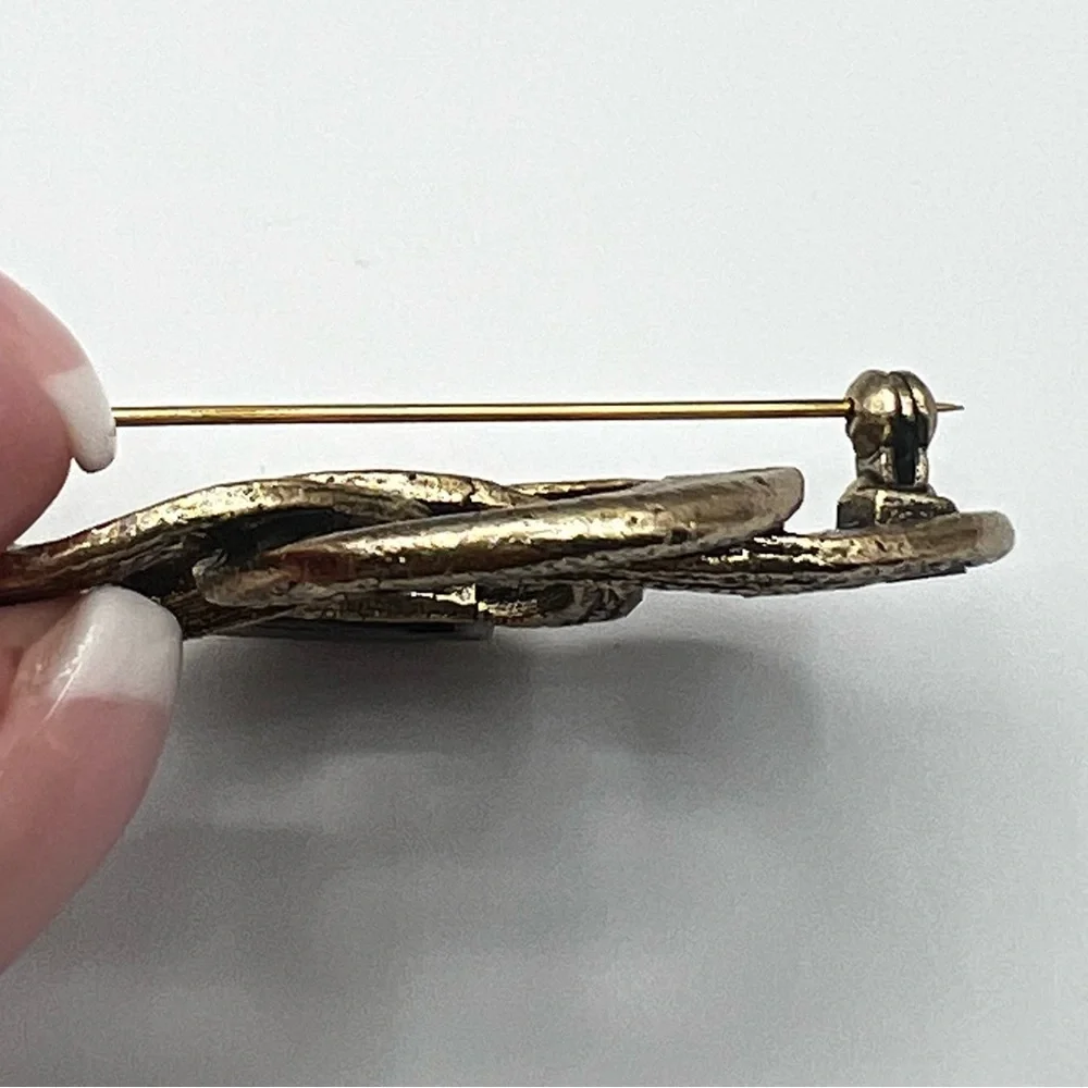 Vintage Celtic Black and Gold Brooch